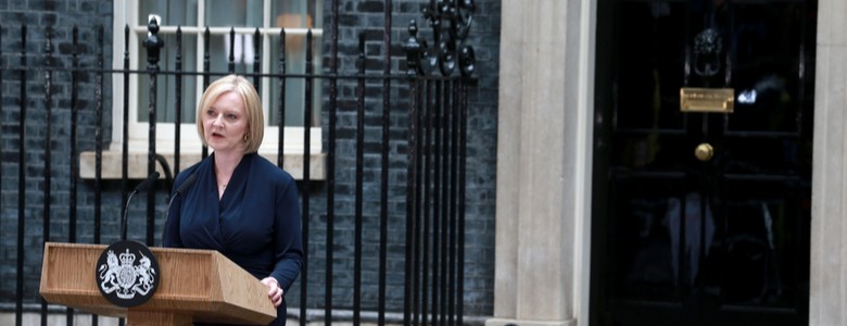 Liz Truss outside Downing Street, London.