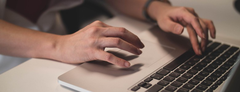 A woman working on a computer