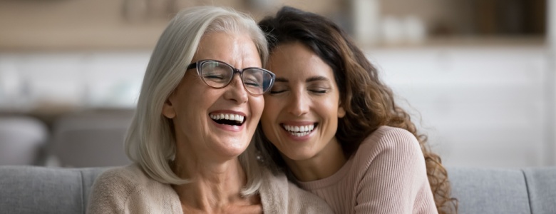 A daughter with her older mother.